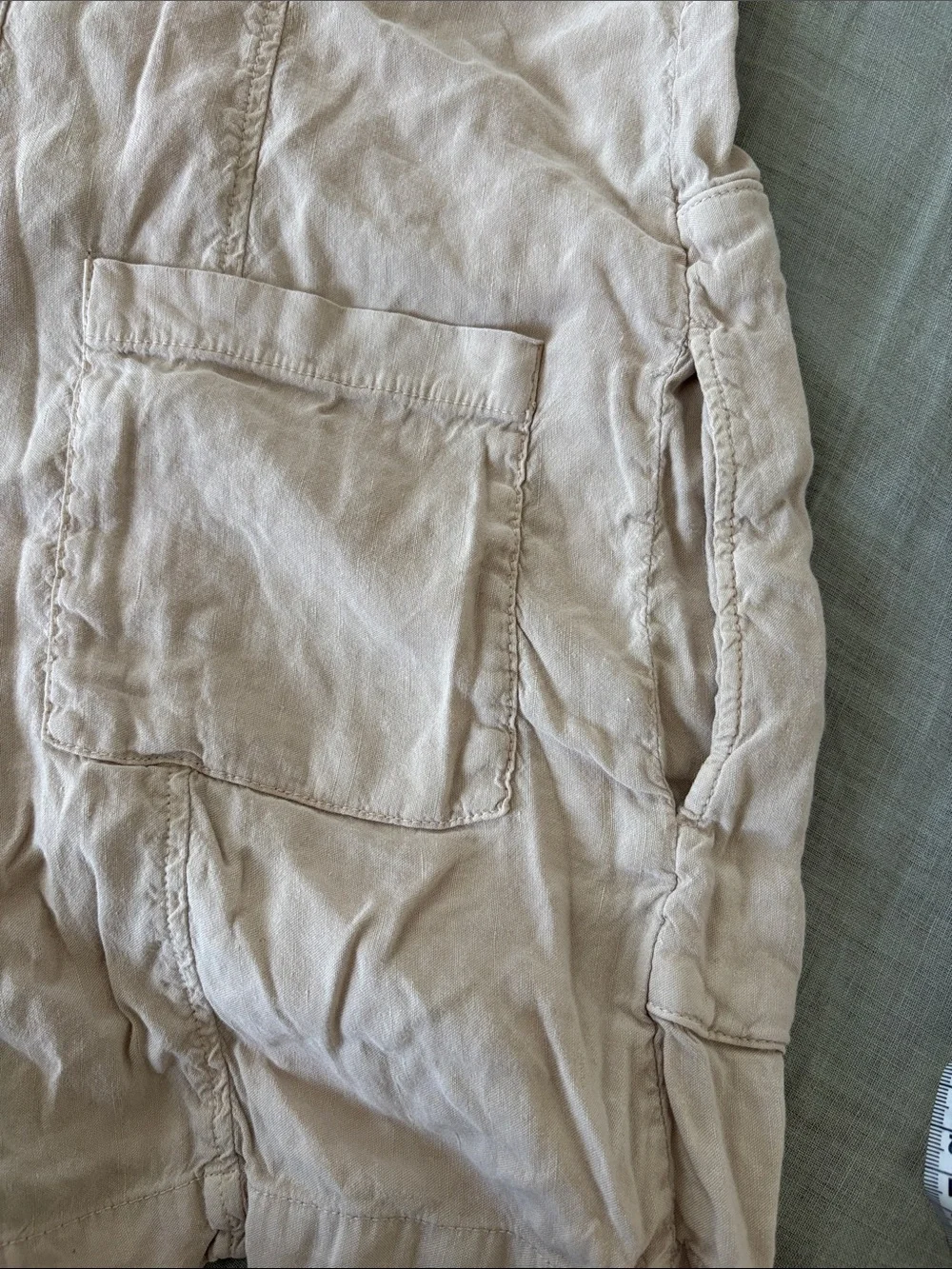 Zara Beige V-Neck Button Front Linen Tunic